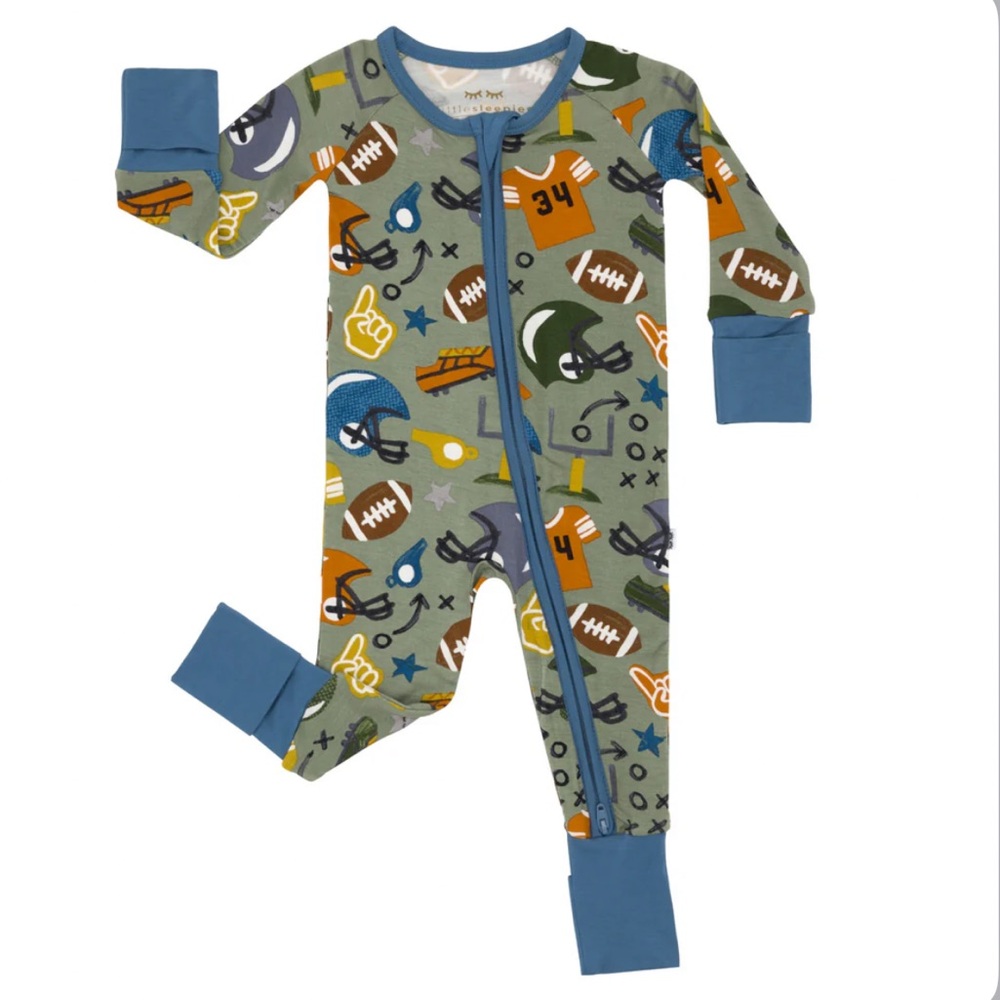 Little Sleepies Signature Touchdown Time Bamboo Zippy - Picture 3 of 3